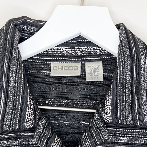 Chicos Womens Black and Silver Buttoned Blazer (Sz. 1) - Picture 5 of 7